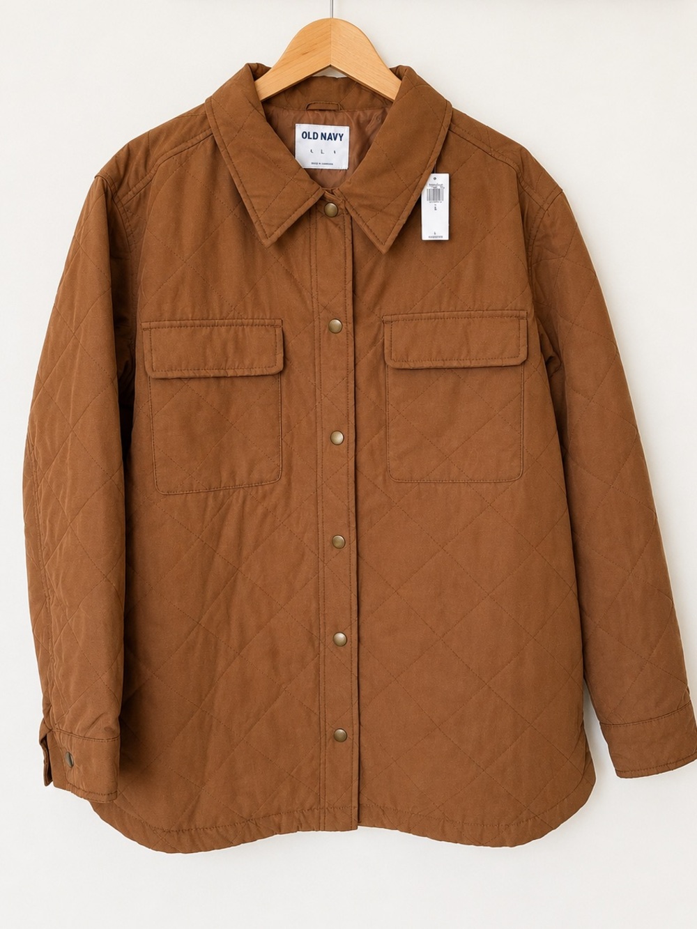 Old Navy NWT Quilted Brown Women's Utility Jacket Brown Shacket - Picture 2 of 14